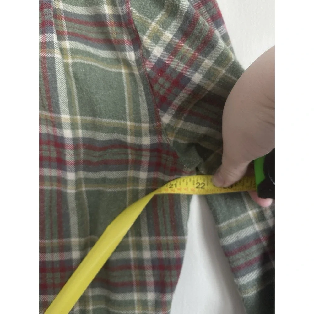 Roots Canada 100% Cotton Flannel Long Sleeve Shirt Large Green Plaid Button Up - Picture 10 of 12